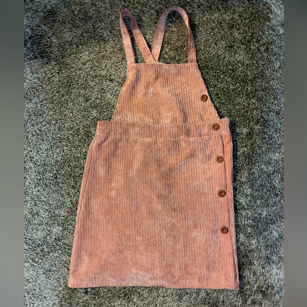 Pink velvet overall skirt